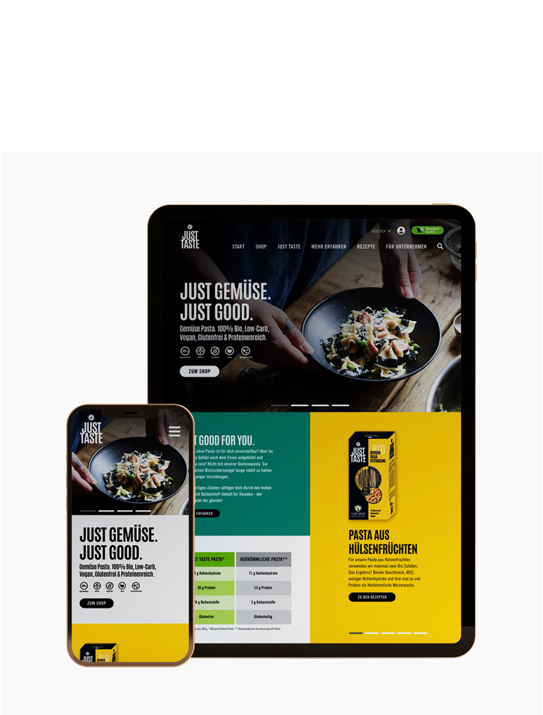 Webdesign für Justtaste- Web-Design Beispiel