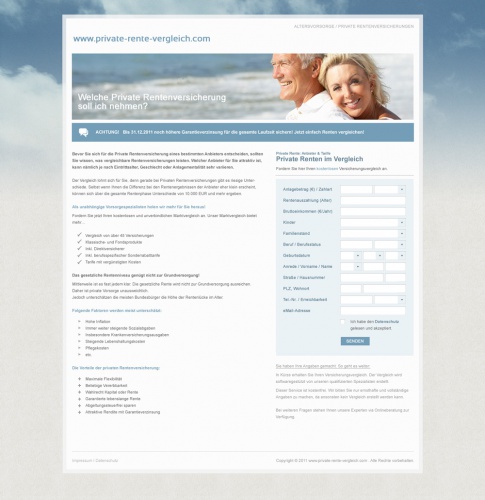 Einzelne Google Landingpage