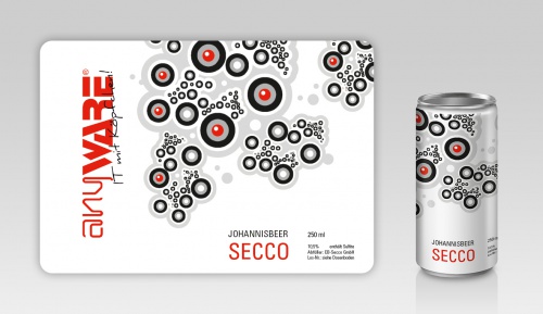 Entwicklung eines Dosenetiketts (PE-Kunststoffetikett) für eine 250 ML Secco Dose. Inhalt Winzer-Johannisbeer-Secco