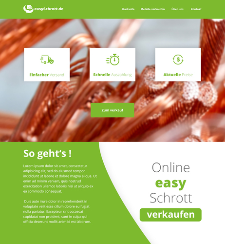 Landing Page Design für Ankauf-Shop von Metall (Schrott)